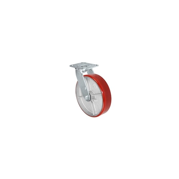 Casterhq MEDIUM DUTY 8"X 2" RED POLYURETHANE ON IRON WHEEL, SWIVEL CASTER 1, 25 MD8X2PISV - main